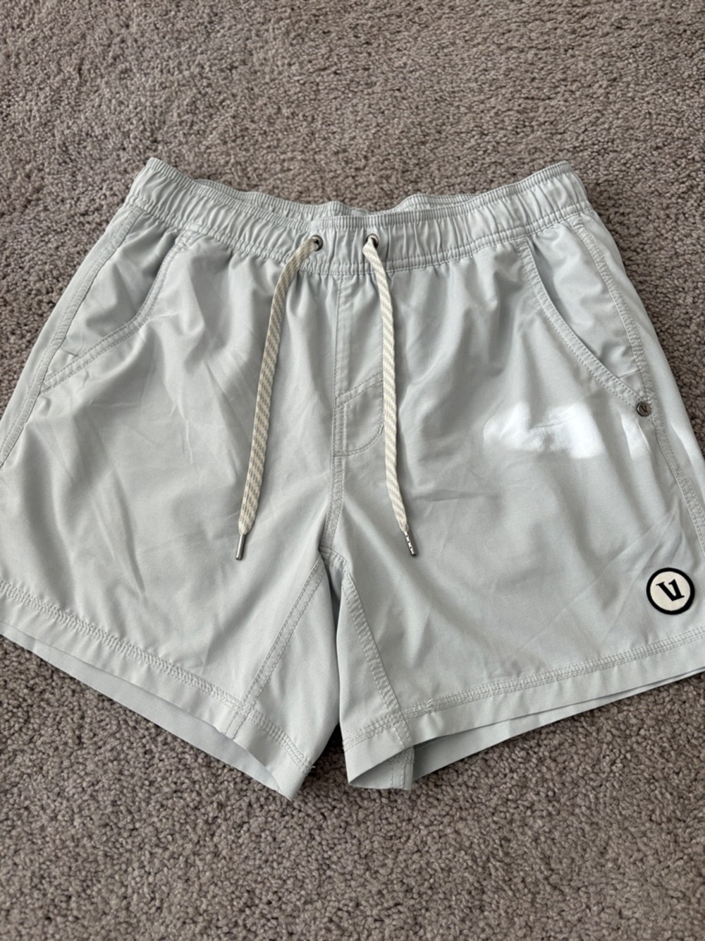 Vuori Light Gray Athletic Drawstring Shorts
